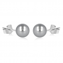 Boucles d'oreilles argent rhodié perle grise d'imitation de Majorque 5MM 0.40grs