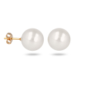 Boucles d'oreilles plaqué or avec perle d'imitation de Majorque blanche 7MM