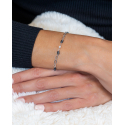 Bracelet Argent rhodié pierres bleue imitation et chaîne maille forçat longueur réglable 16cm+3cm