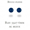 Boucles d'oreilles argent rhodié agate bleue 6MM 0.40grs