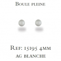 Boucles d'oreilles argent rhodié agathe blanche 6MM 0.40grs