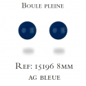 Boucles d'oreilles argent rhodié agate bleue 8MM 0.40grs