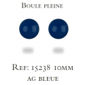 Boucles d'oreilles argent rhodié agathe bleu 10MM 0.40grs