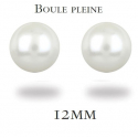 Boucles d'oreilles argent avec perle d'imitation de Majorque blanche 12MM 0.40grs
