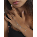 Bracelet bague argent rhodié avec cubic zirconia 18cm