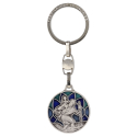 Porte clé métal saint Christophe vitrail bleu