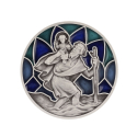 Magnet métal saint Christophe vitrail bleu