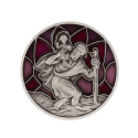 Magnet métal saint Christophe vitrail rouge