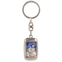 Porte clé métal saint Christophe émaillé bleu