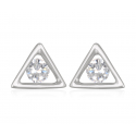Boucles d'oreille argent rhodié triangle avec cubic zirconia