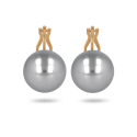 Boucles d'oreille plaqué or clip avec perle d'imitation de Majorque grise 16MM