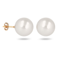 Boucles d'oreilles plaqué or avec perle d'imitation de Majorque blanche 16MM