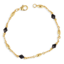 Bracelet plaqué or avec cristal noir 19cm