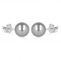 Boucles d'oreille argent rhodié perle imitation de Majorque grise 12MM