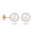 Boucles d'oreilles plaqué or avec perle d'imitation de Majorque blanche 6MM