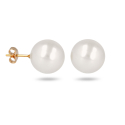 Boucles d'oreilles plaqué or avec perle d'imitation de Majorque blanche 10MM