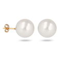 Boucles d'oreilles plaqué or avec perle d'imitation de Majorque blanche 14MM
