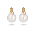 Boucles d'oreilles plaqué or clip avec perle d'imitation de Majorque blanche 10MM