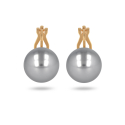 Boucles d'oreilles plaqué or clip avec perle d'imitation de Majorque grise 12MM