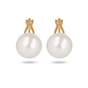 Boucles d'oreilles plaqué or clip avec perle d'imitation de Majorque blanche 14MM