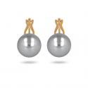 Boucles d'oreille plaqué or clip avec perle d'imitation de Majorque grise 10MM