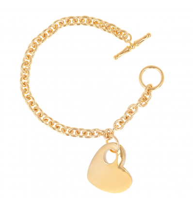 Bracelet plaqué or avec coeur 19cm