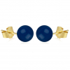 Boucles d'oreille plaqué or poussoir avec perle d'imitation bleue 6MM