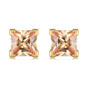 Boucles d'oreilles plaqué or carré cubic zirconia champagne