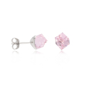 Boucles d'oreilles argent rhodié cube cristal rose facetté 4MM 0.40grs