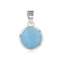 Pendentif argent rhodié opale bleue imitation forme ronde 0.90grs
