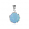 Pendentif argent rhodié opale bleu forme ronde