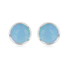 Boucles d'oreille argent rhodié opale bleue forme ronde 7mm