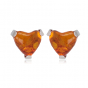 Boucles d'oreilles argent rhodié ambre véritable forme coeur 0.40grs