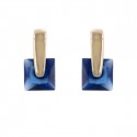 Boucles d'oreilles plaqué or saphir synthétique forme carré