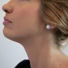Boucles d'oreille plaqué or dormeuse avec perle d'imitation de Majorque grise 16MM