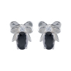 Boucles d'oreille argent rhodié noeud papillon et cubic zirconia noir