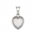 Pendentif coeur argent rhodié opale blanche d'imitation 0.80grs