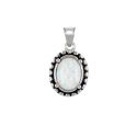 Pendentif ovale argent rhodié opale blanche d'imitation 1.60grs