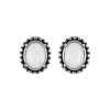 Boucles d'oreille argent rhodié opale blanche d'imitation forme ovale
