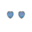 Boucles d'oreilles coeur argent rhodié opale bleue d'imitation 1.40grs
