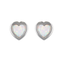 Boucles d'oreilles coeur argent rhodié opale blanche d'imitation 1.40grs